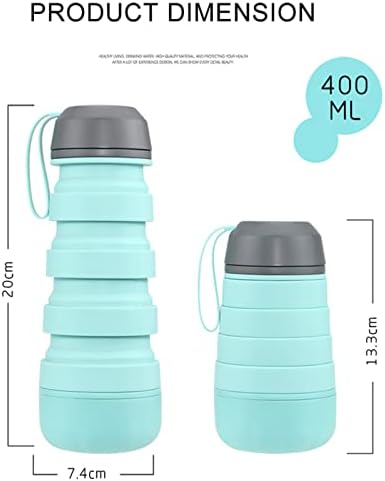 CKIUTN בקבוק מים סיליקון מתקפל, בקבוקי מים הניתנים להרחבה מתקפלים לשימוש חוזר ל- BPA, 13 OZ דליפה ניידת כוס