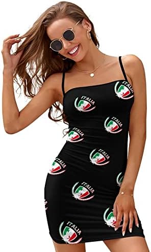 באיקוטואן איטליה דגל סימנים נשים סקסי להחליק מיני שמלת מתכוונן ספגטי רצועות חולצה ללא משענת שמלות