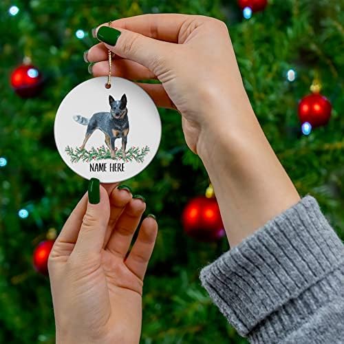 שם מותאם אישית מצחיק כלב אוסטרלי כלב קווינסלנד עקר כחול מרל מתנות 2023 קישוטים לעץ חג המולד מעגל קרמיקה