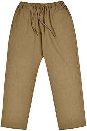 Grge Beuu כותנה פשתן מכנסי צבע אחיד פלוס גודל נשים מזדמנים מגרש מכנסיים רופפים מכנסי טרנינג עם כיס