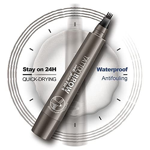 עיפרון גבות בעל 4 נקודות א-מינוסון איפור עט מיקרובליידינג גוון עמיד למים יוצר גבות למראה טבעי ונשאר על חום אפרפר 24 שעות