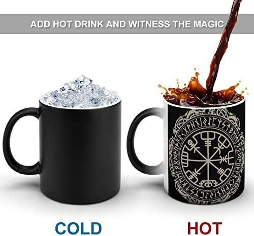 סמל נורדי מצפן יצירתי שינוי צבע קרמיקה קפה כוס חום שינוי ספל מצחיק עבור בית משרד