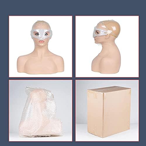 דגם ראש Mannequin של Ruixflr PVC עם כתפיים, ראש מניקין של חור האוזניים לעגילים, להכין פאות, משקפי שמש, כובעים, תכשיטים,