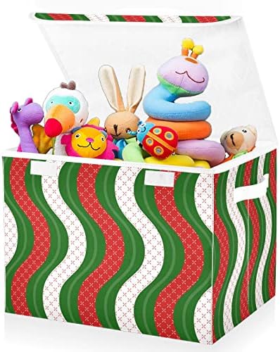 Fuluhuapin חג שמח צעצועים לחג המולד חזה עם מכסה, 16.5 x12.6 x11.8 צעצועים יציבים ארגזים ארגזים סלים לילדים,
