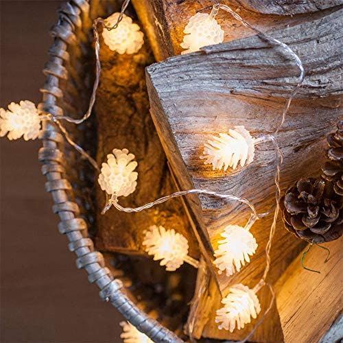 Llgltomo 20 LED 9.8 רגל אורות מיתר עץ חג המולד, עיצוב חרוט אורן למסיבה חיצונית מקורה פטיו חתונה גן עץ חג המולד, רב צבעוני