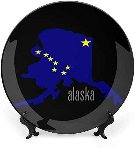 דגל מפת המדינה של אלסקה עצם קרמיקה סין צלחות דקורטיביות עם קישוטים תלויים לוחות ארוחת ערב