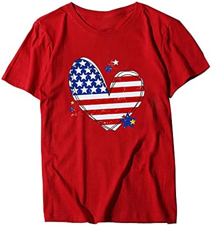 4 ביולי חולצות חולצות לנשים שרוול קצר חולצות טוניקות חולצות דגל אמריקאי כוכבים פסים חולצה פטריוטית למעלה