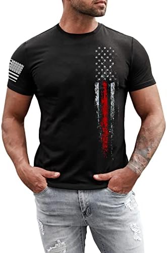 חולצות T פטריוטיות של Ruiruilico לגברים 4 ביולי אמריקה דגל הקיץ הקיץ שרוול קצר שרוול נוח טוניקה גרפית רופפת