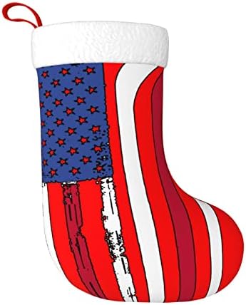 דגל אמריקאי Cutedwarf מיוצר עם מקלות הוקי כריסטמה גרביים קישוטי עץ חג המולד גרבי חג המולד למסיבות חג חג המולד מתנות 18 אינץ