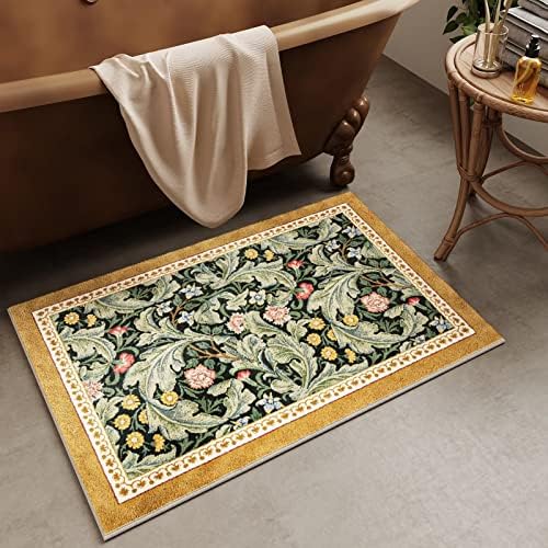 דמשק עלים זהב צהוב ירוק יוקרה רצפת שטיח צמר כבשים החלקה רך מיקרופייבר סופג אמבט שטיחים שפשפת מיקרופייבר כחול 19.7