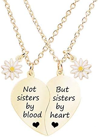 שרשרת עבור 2-פיצול לב שרשרת לא אחיות על ידי דם תליון הטוב ביותר חבר ידידות שרשרת סט של 2 חג האהבה מתנות בשבילה