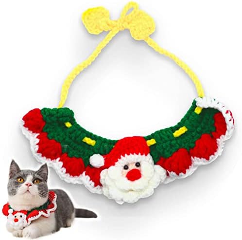 חג המולד חתול קולרים סרוג להתלבש לחיות מחמד חג המולד חתול קולרים תלבושת סט אריגת לחיות מחמד צווארון עבור חתול