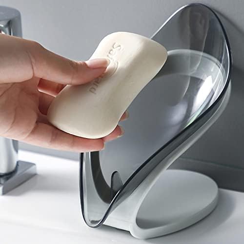 מגש סבון סבון עלים Whyuxu מתלה סבון סבון ניקוז טואלט ניקוז אגרוף סבון מדף סבון קופסת סבון שקיפה