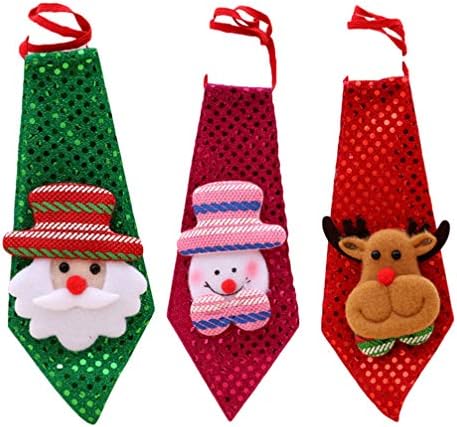 AMOSFUN Mens Skinny קשרים 3 יחידים נצנצים קשורים מבריקים תלבושות חג המולד בגדי צוואר לילדים קישוט בגדי מסיבות