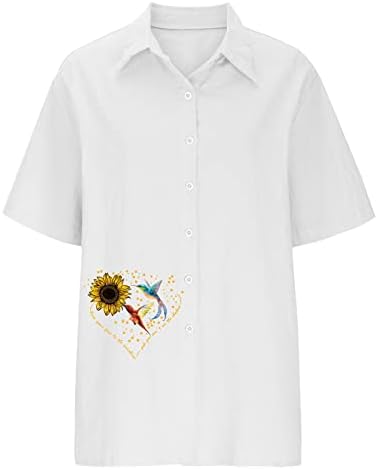 חולצת חולצות קיץ לנשים חולצת כותנה כותנה נוחה כפתור חולצות שרוול קצר