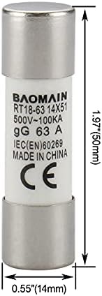 מחזיק נתיך גלילי Baomain RT18-63 14 ממ x 51 ממ בסיס נתיך בסיס עמוד יחיד רכבת DIN הרכבה CE & Tüv רשום