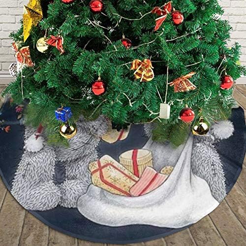 Lveshop חג שמח דוב מקסים חצאית עץ חג המולד יוקרה עגול מקורה מחצלת חיצונית כפרי חג המולד עץ עץ קישוטי חג （30