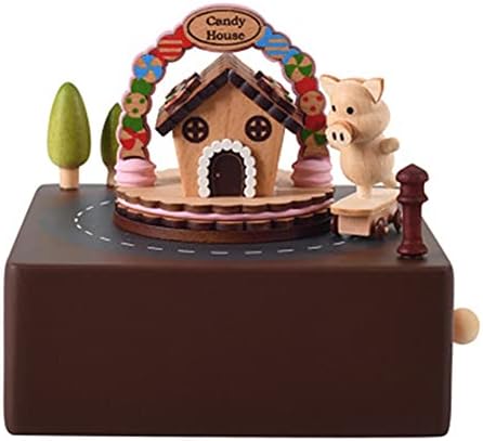 LKKYBOA חזיר קטן חמוד קופסת מוזיקת ​​מעץ קופסת עץ קופסת חדר ילדים לקישוט קופסת מוזיקה