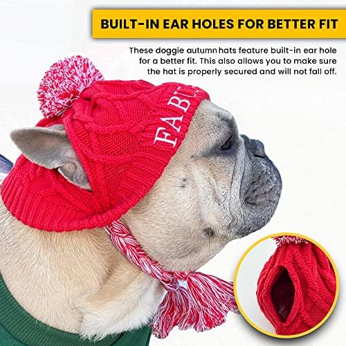 כפה של כלב פידו נהדר - כובע כלבים מקסים לכלבים קטנים - כובע בולדוג צרפתי סרוג כותנה אורגני עם חורי אוזניים