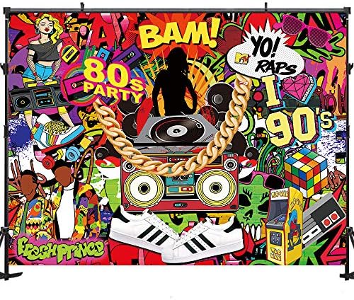 מאיג 'ואיי 7 על 5 רגל 80 שנות ה -90 רקע היפ הופ תפאורות לצילום גרפיטי קיר אני אוהב את שנות ה -80 שנות ה -90 רקע למסיבה