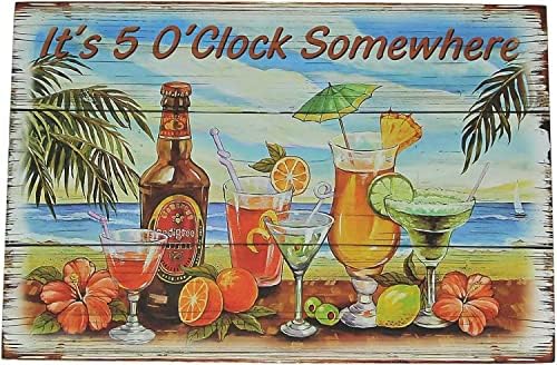 מסיבה שמחה בסגנון הוואי סגנון מתכת שלט פח הוא 5 בערב איפשהו פוסטר מצחיק מועדון סלון מטבח בית אמנות קיר עיצוב קיר מתנת פלאק