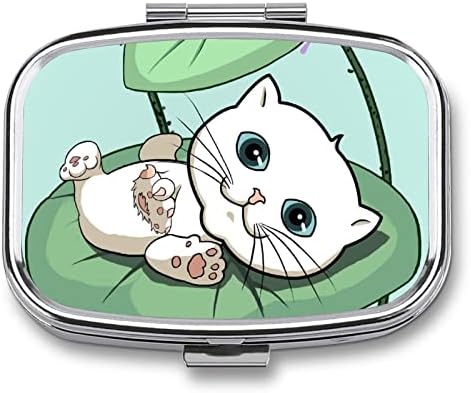 מתקן הגלולה יפה חתול גלולת תיבת נייד מתכת גלולת מקרה עבור גלולות / ויטמין / תוספי / דגים שמן 2. 2איקס 1.6 אינץ