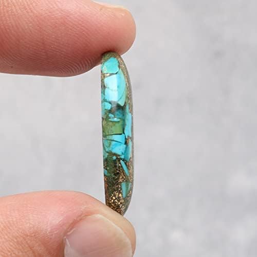 Real-gems 22.6 ct. נחושת טבעית רופפת טורקיז אבן חן סגלגלה מבריקה, לייצור תכשיטים אבן אנרגיה, עטיפת תיל, מלאכות אמנות