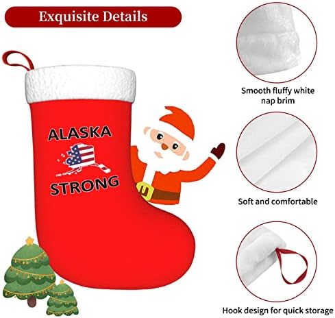 Cutedwarf Alaska Strong Christma Stockings חג המולד קישוטי עץ גרביים לחג המולד למסיבות חג חג המולד 18 אינץ '