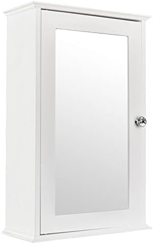 לבן אחת דלת אמבטיה אחסון ארון עם מראה קיר רכוב מראת איפור ארון מדף לאמבטיה ארגון