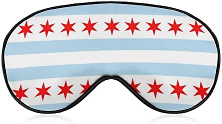 דגל של שיקגו מסכת עיניים שינה מצחיקה כיסוי עיניים מכוסות עיניים עם עיניים עם רצועה מתכווננת לצלליות לגברים נשים