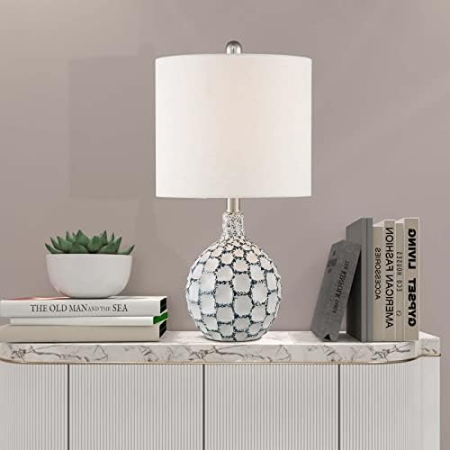 מנורת שולחן קרמיקה של Maxax, מנורת מיטת מיטה עמומה 3-כיוונית מנורה שידת לילה עם מלון תוף לבן לסלון, חדר שינה, משרד