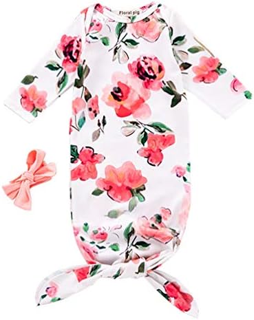 תינוקת יילוד תינוקת פרחונית שמיכה לבישה עם שמלת ראש חוזרת הביתה תלבושת מתנה שקית שינה לבטוח לתינוק 0-6M