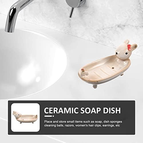 מגש תכשיטים של קאבילוק ארנב מחזיק סבון בצורת סבון עצמאי קרמיקה מיני חיה אמבטיה קופסת סבון לאמבט אמבטיה וכיור מטבח