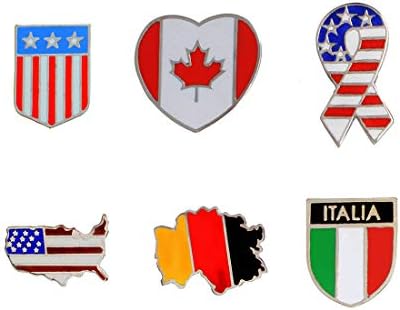אפול 6 יחידות לאומי דגל סיכת פין סט, אמייל דש פין אמריקאי איטלקי קנדי גרמנית דגל דש תגי סיכת לאומי יום פטריוטית