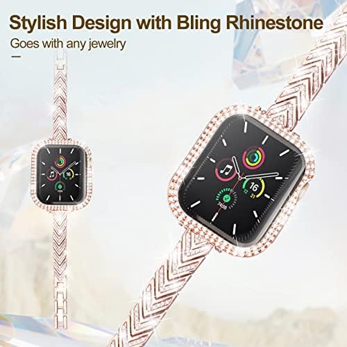צמיד Reconmo Bling תואם להקות שעון תפוחים 41 ממ עם מארז שעון, רצועת חץ רזה לסדרה של להקת Apple Watch 8/7,