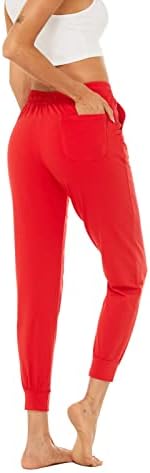 מכנסי טרנינגטי כותנה קלים של Avacostume לנשים יוגה רץ טרקלין מכנסיים מזדמנים עם כיסים
