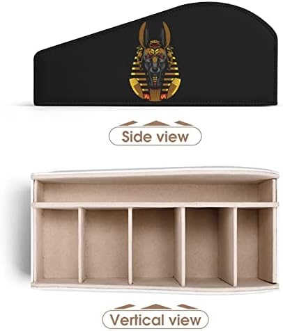 ראש אנוביס זהב מחזיק בשלט רחוק קופסת מארגן עור PU עם 6 תאים קופסת אחסון לחדר שינה בסלון