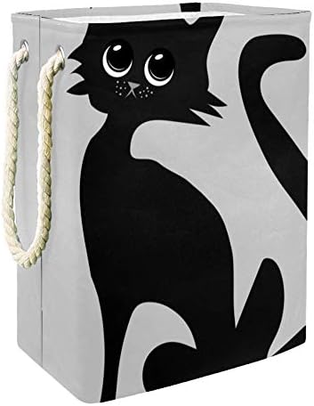 שחור צללית של חתול יושב 300 ד אוקספורד עמיד למים סל כביסה סל כביסה גדול עבור שמיכות בגדים צעצועים בחדר השינה