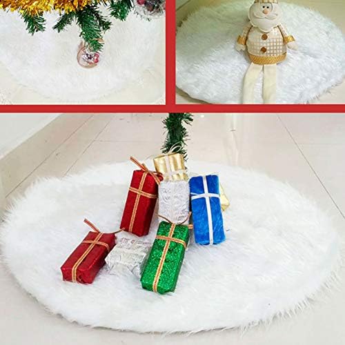 חצאיות עץ חג המולד של FDIT Clush חצאיות מרקם נוח מחצלת כיסוי לחג המולד קישוטי חנויות למסיבות ראש השנה לבנה