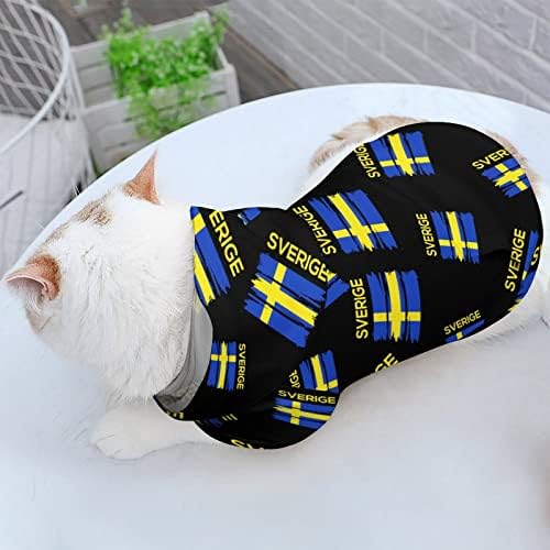 סבריג 'שוודיה שוודית דגל שוודי קפוצ'ון סוודר סווטשירט סווטשירט בגדי חיות מחמד רכים סוודר מעיל ברדס לחתול כלבים