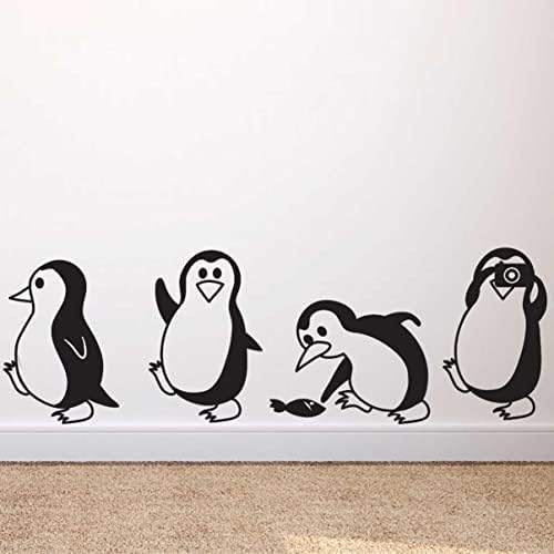 חדר ילדים דקור פינגווין אוכל קיר קריקטורה משתלת מדבקת דבק נשלף עצמי דלת שינה קטן פינגווינים מקל X.cm אמנות מדבקות מטבח