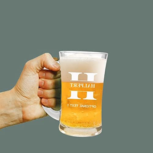 ספל בירה בהתאמה אישית כוס כוס בירה כוס בהתאמה אישית שם ראשוני טקסט חרוט כוס בירה מתנה הניתנת להתאמה אישית לאבא,