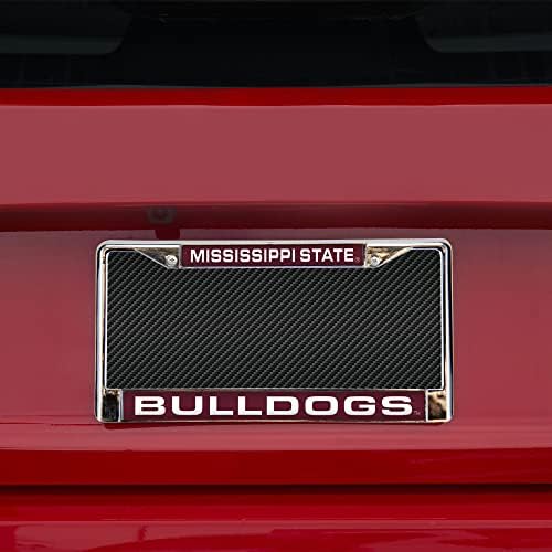 NCAA RICO תעשיות מיסיסיפי מדינת בולדוגס אדום כרום רישיון לייזר מסגרת 12 x 6 מסגרת כרום לייזר - מכונית/משאית/אביזר רכב