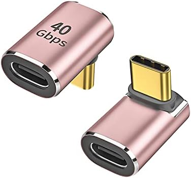 90 מעלות זווית ימנית USB-C זכר ל- USB-C מתאם נשי, ARME 2 חבילה למעלה ומטה 90 מעלות מתאם C מעלות תואם תואם