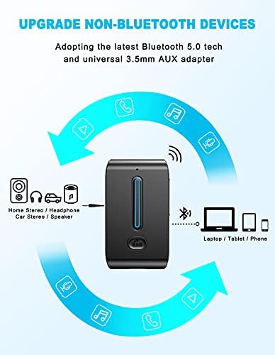מקלט Bluetooth Comsoon למוזיקה/שיחות ללא ידיים, מבטל רעש מתאם Aux Bluetooth עבור רכב/בית סטריאו/בית אוזניות קווית, Bluetooth