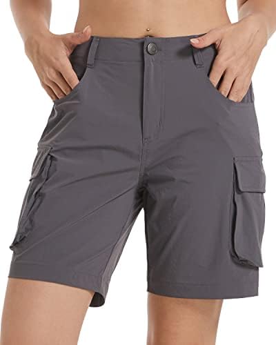 מכנסיים קצרים לנשים מטיילים עם כיסים - מכנסיים קצרים של מטען מהיר קל משקל לקיץ