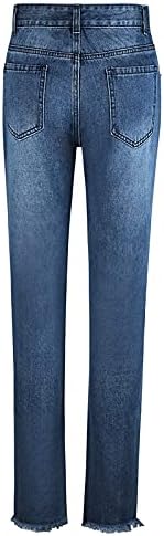 LARIAU קרע ג'ינס נשים חבר נמתח רזה אמצע במצוקה Y2K מכנסי מכנסיים מכנסיים מכנסיים כחולים