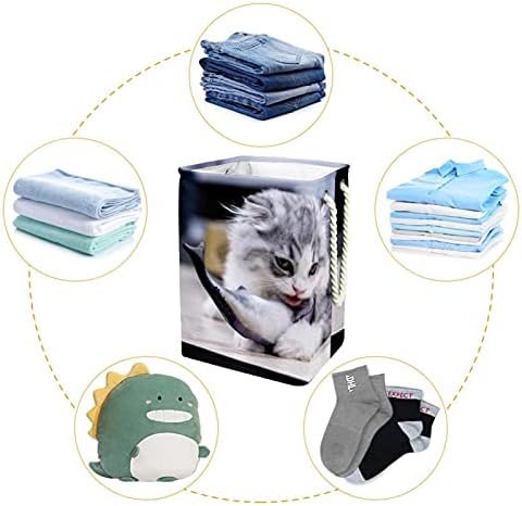 חתול דפוס גדול כביסת עמיד למים מתקפל בגדי סל סל בגדי צעצוע ארגונית, בית תפאורה לחדר שינה אמבטיה