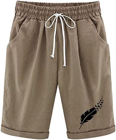 מכנסיים קצרים ברמודה לנשים אורך ברך קיץ מזדמן באורך המותניים המותניים הגבוהים מכנסיים קצרים עם כיסים רופפים טרקלין נוח מכנסיים
