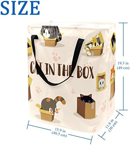 חתולים חמודים בקופסאות הדפס סל כביסה מתקפל, סלי כביסה עמידים למים 60 ליטר אחסון צעצועי כביסה לחדר שינה בחדר האמבטיה במעונות